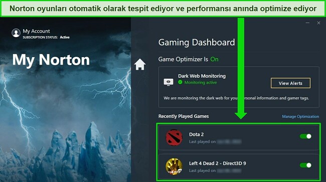 Norton Oyun İçin En İyi Antivirüs - Norton oyun panosu oyunları otomatik olarak optimize ediyor